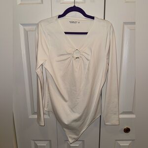 Abercrombie & Fitch Cream Bodysuit with Ring Detail